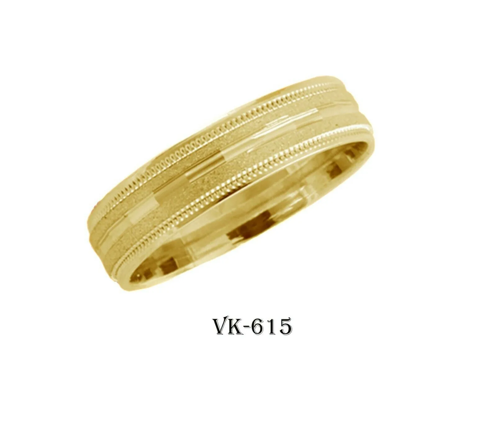 14k Solid Gold Elegant Ladies Modern Sandstone Flat Band 5mm Ring VK615v(Y)