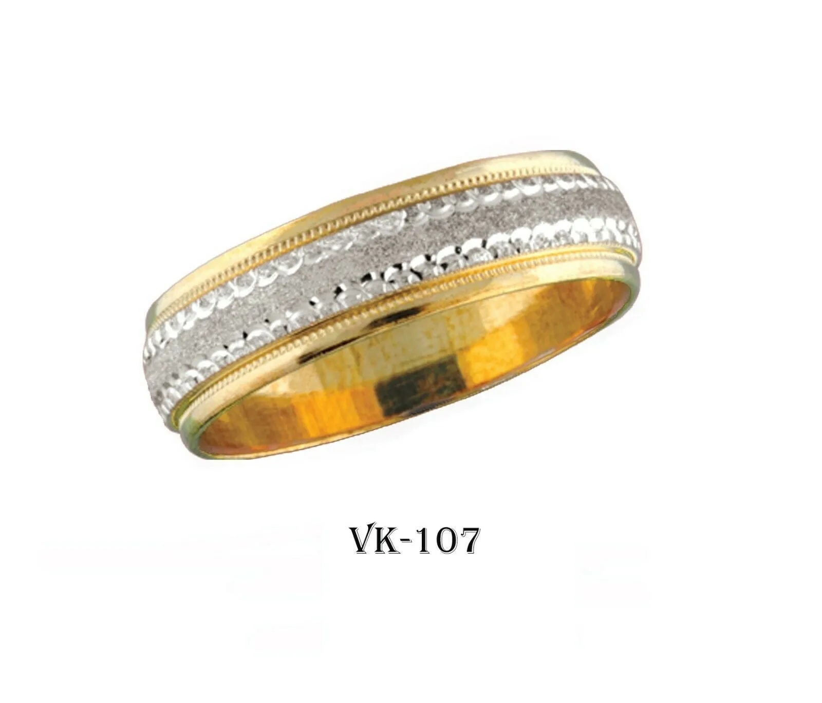 18k Solid Gold Elegant Ladies Modern Sandstone Finish Flat Band 6MM Ring VK107v