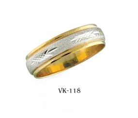 18k Solid Gold Elegant Ladies Modern Sandstone Finish Flat Band 6MM Ring VK118v