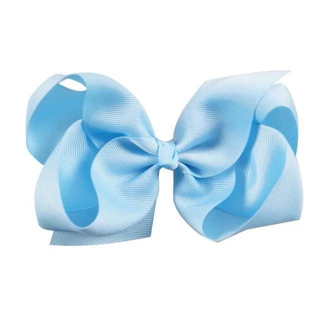 6 Inch Big Grosgrain Ribbon Solid Hair Bows With Clips Girls Kids Hair Clips Headwear Boutique Hair Accessories