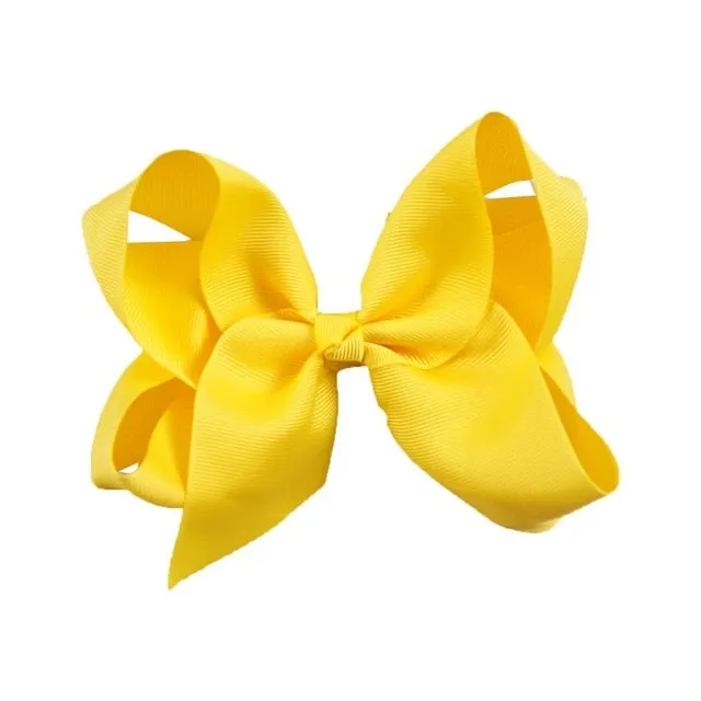 6 Inch Big Grosgrain Ribbon Solid Hair Bows With Clips Girls Kids Hair Clips Headwear Boutique Hair Accessories