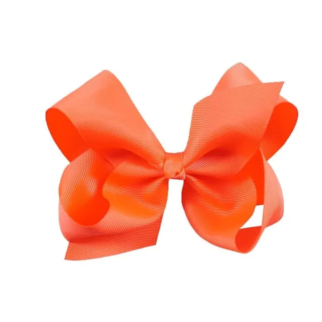 6 Inch Big Grosgrain Ribbon Solid Hair Bows With Clips Girls Kids Hair Clips Headwear Boutique Hair Accessories