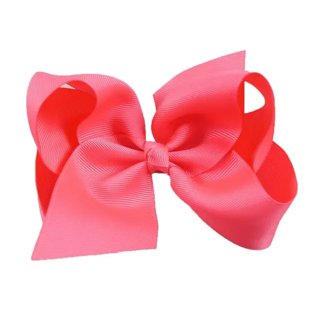 6 Inch Big Grosgrain Ribbon Solid Hair Bows With Clips Girls Kids Hair Clips Headwear Boutique Hair Accessories