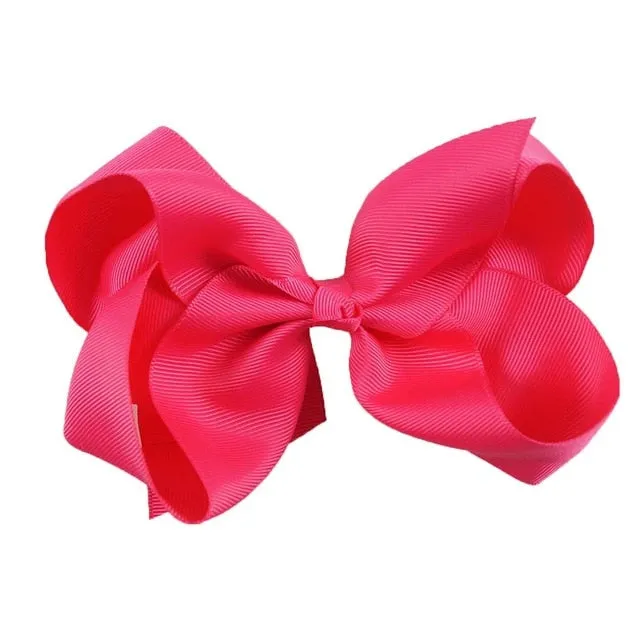 6 Inch Big Grosgrain Ribbon Solid Hair Bows With Clips Girls Kids Hair Clips Headwear Boutique Hair Accessories