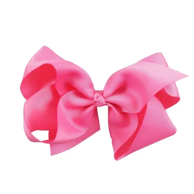 6 Inch Big Grosgrain Ribbon Solid Hair Bows With Clips Girls Kids Hair Clips Headwear Boutique Hair Accessories