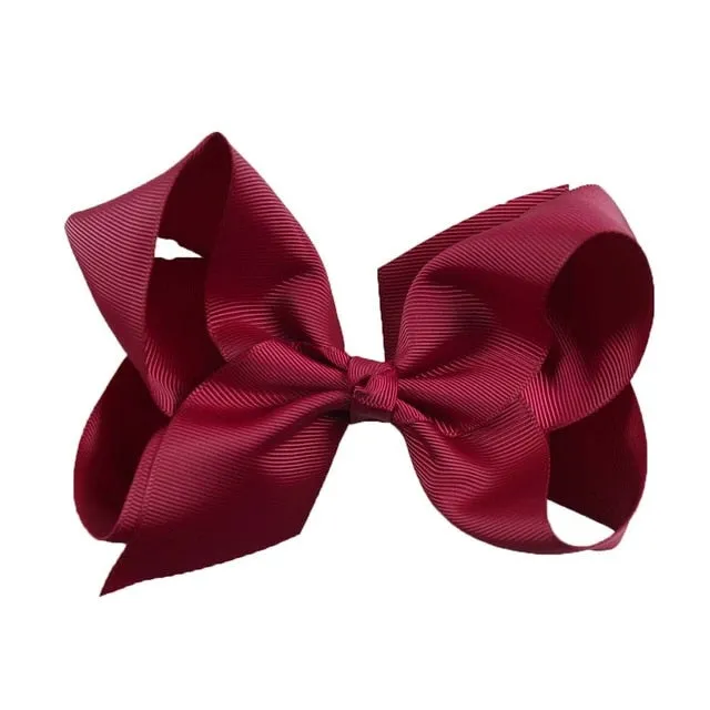 6 Inch Big Grosgrain Ribbon Solid Hair Bows With Clips Girls Kids Hair Clips Headwear Boutique Hair Accessories