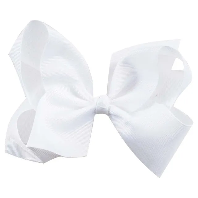 6 Inch Big Grosgrain Ribbon Solid Hair Bows With Clips Girls Kids Hair Clips Headwear Boutique Hair Accessories