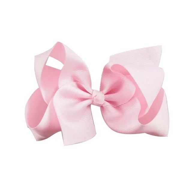 6 Inch Big Grosgrain Ribbon Solid Hair Bows With Clips Girls Kids Hair Clips Headwear Boutique Hair Accessories