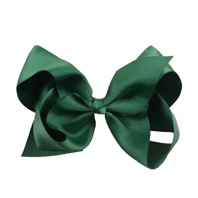 6 Inch Big Grosgrain Ribbon Solid Hair Bows With Clips Girls Kids Hair Clips Headwear Boutique Hair Accessories