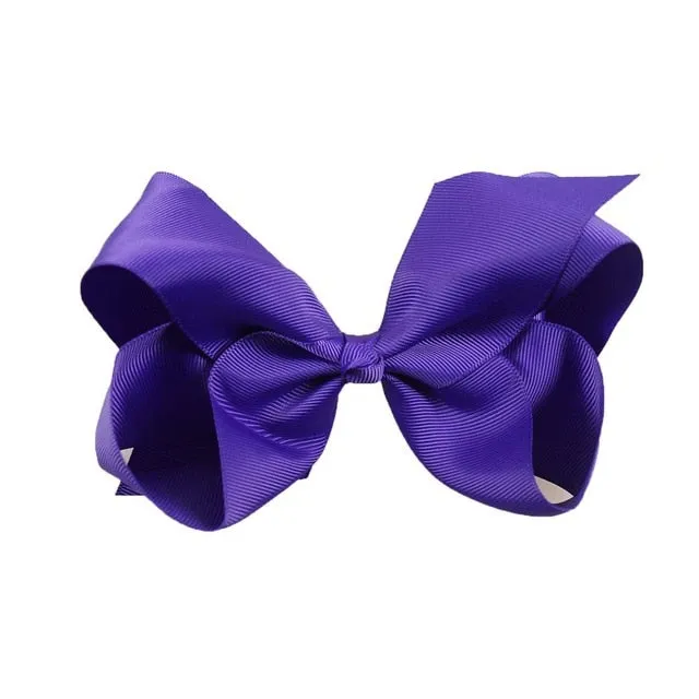 6 Inch Big Grosgrain Ribbon Solid Hair Bows With Clips Girls Kids Hair Clips Headwear Boutique Hair Accessories