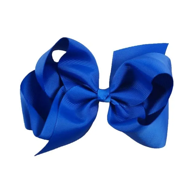 6 Inch Big Grosgrain Ribbon Solid Hair Bows With Clips Girls Kids Hair Clips Headwear Boutique Hair Accessories