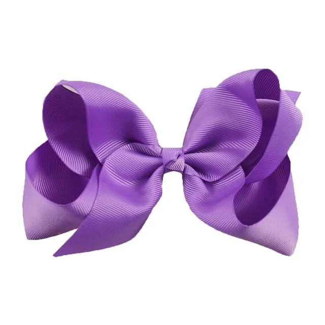 6 Inch Big Grosgrain Ribbon Solid Hair Bows With Clips Girls Kids Hair Clips Headwear Boutique Hair Accessories