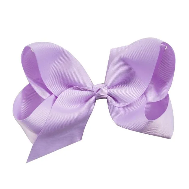 6 Inch Big Grosgrain Ribbon Solid Hair Bows With Clips Girls Kids Hair Clips Headwear Boutique Hair Accessories