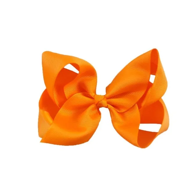 6 Inch Big Grosgrain Ribbon Solid Hair Bows With Clips Girls Kids Hair Clips Headwear Boutique Hair Accessories