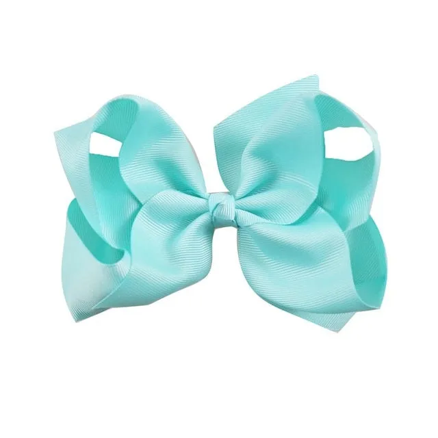 6 Inch Big Grosgrain Ribbon Solid Hair Bows With Clips Girls Kids Hair Clips Headwear Boutique Hair Accessories