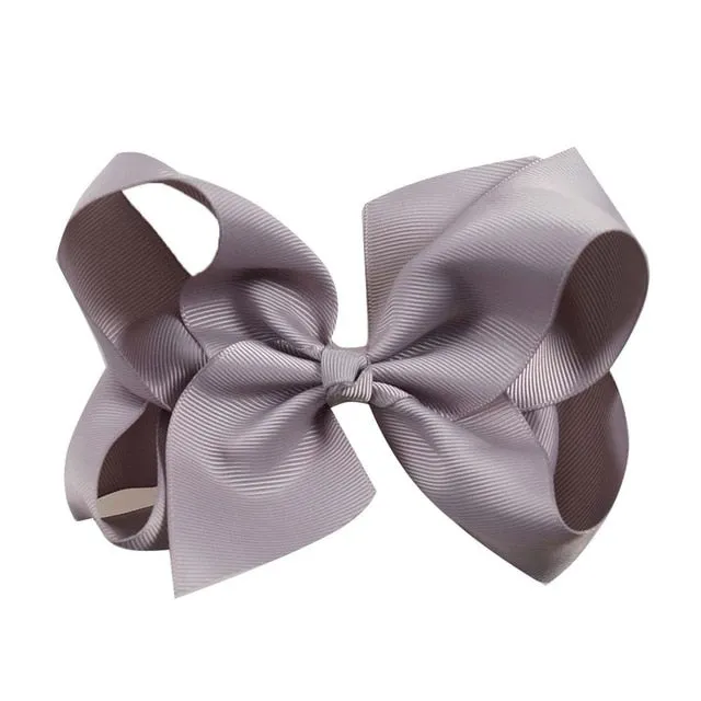 6 Inch Big Grosgrain Ribbon Solid Hair Bows With Clips Girls Kids Hair Clips Headwear Boutique Hair Accessories