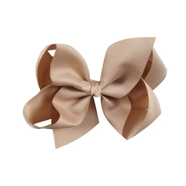 6 Inch Big Grosgrain Ribbon Solid Hair Bows With Clips Girls Kids Hair Clips Headwear Boutique Hair Accessories