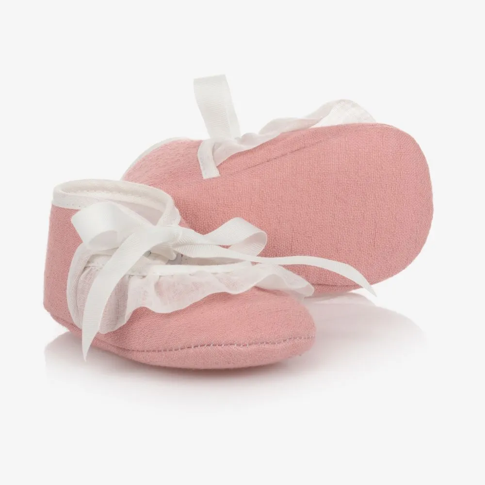 Baby Girls Pink Ribbon Shoes