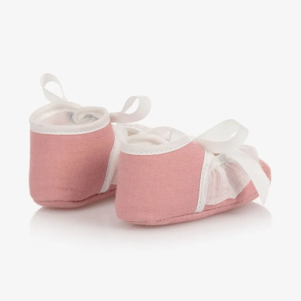 Baby Girls Pink Ribbon Shoes