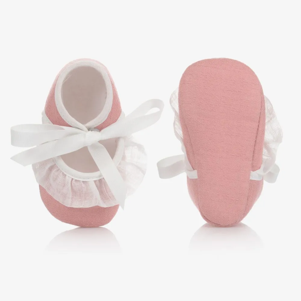 Baby Girls Pink Ribbon Shoes