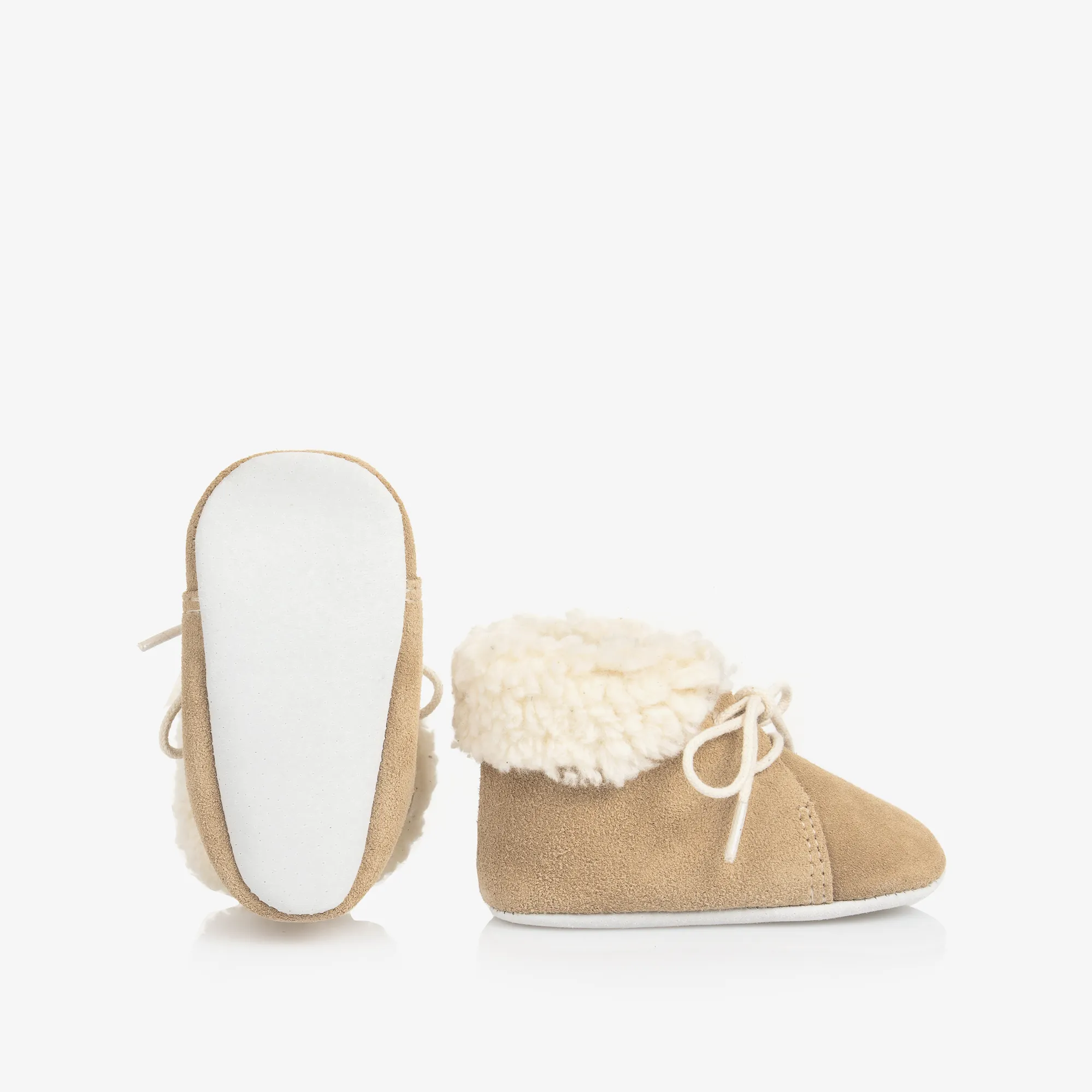 Beige Leather Baby Pre-Walker Shoes