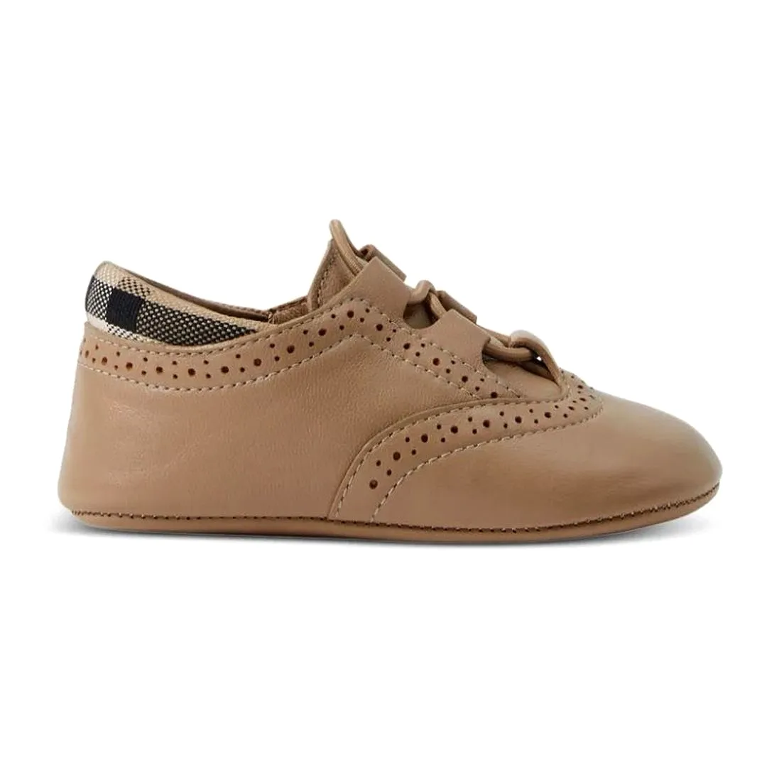 Beige Leather Pre-Walker Shoes