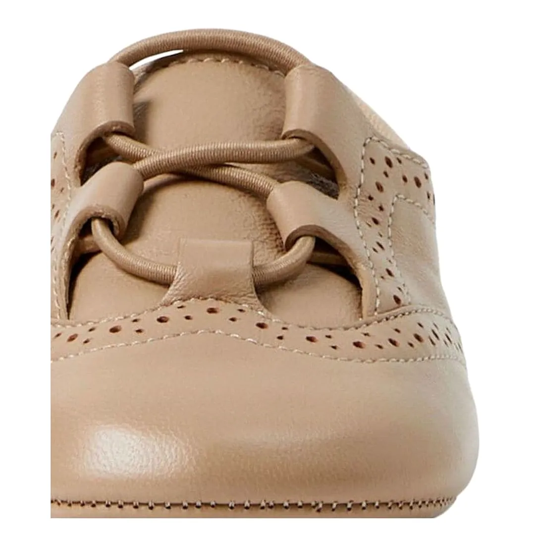 Beige Leather Pre-Walker Shoes