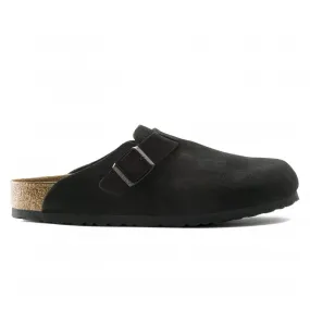 Birkenstock Boston Suede Leather Narrow Fit (Black)