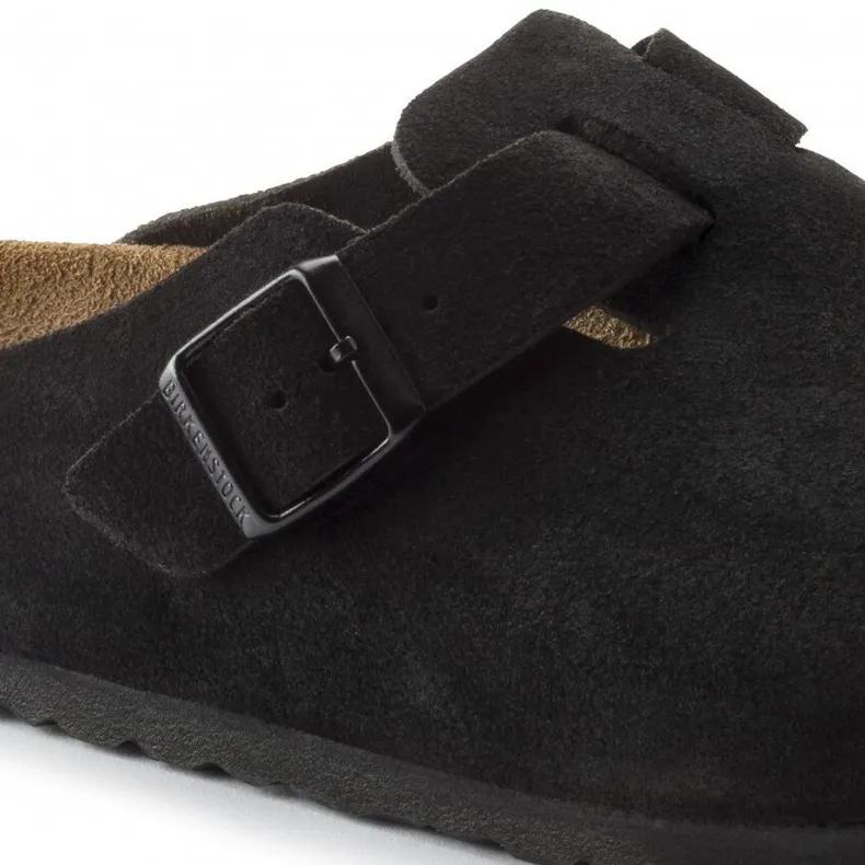 Birkenstock Boston Suede Leather Narrow Fit (Black)