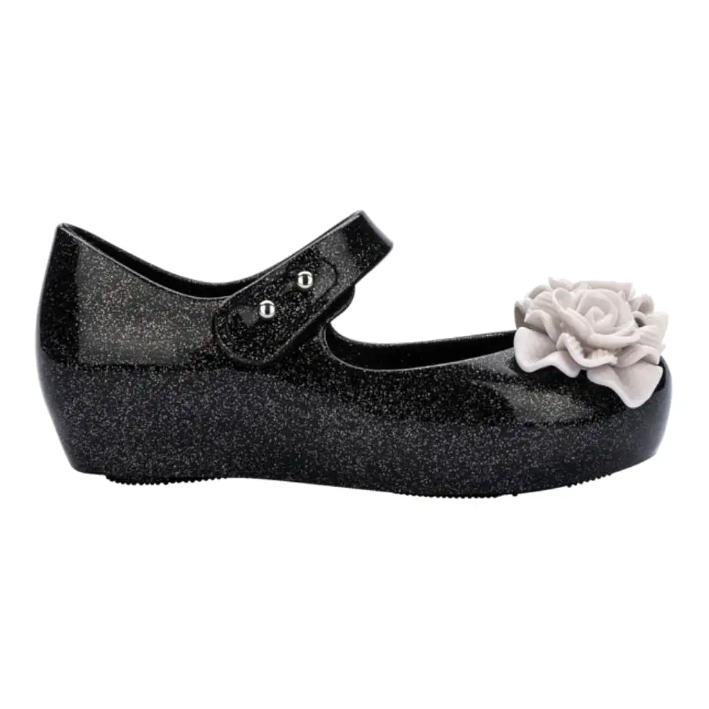 Black & White Flower Jelly Shoes