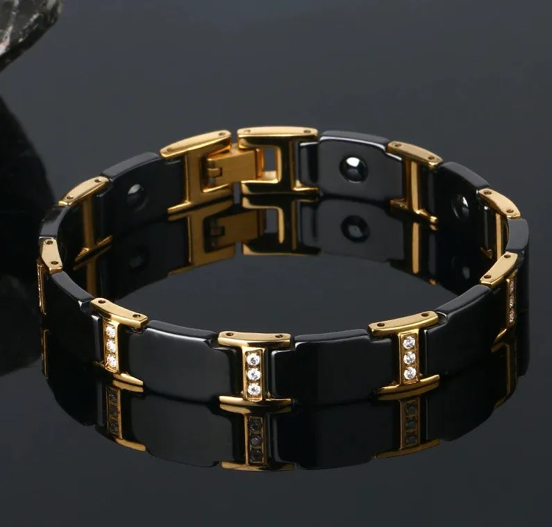 Black and Gold Unisex Magnetic Therapy Bracelet