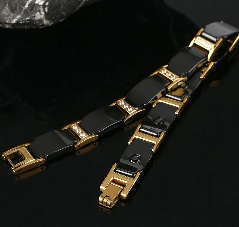 Black and Gold Unisex Magnetic Therapy Bracelet