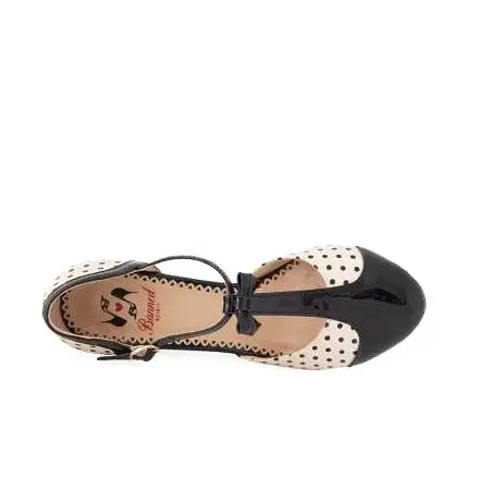 Blush Black Polka Dot 1940s Platform High Heels