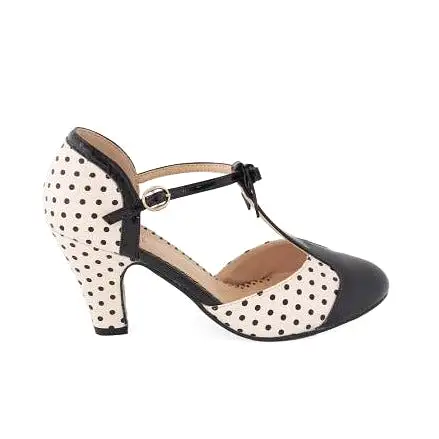 Blush Black Polka Dot 1940s Platform High Heels