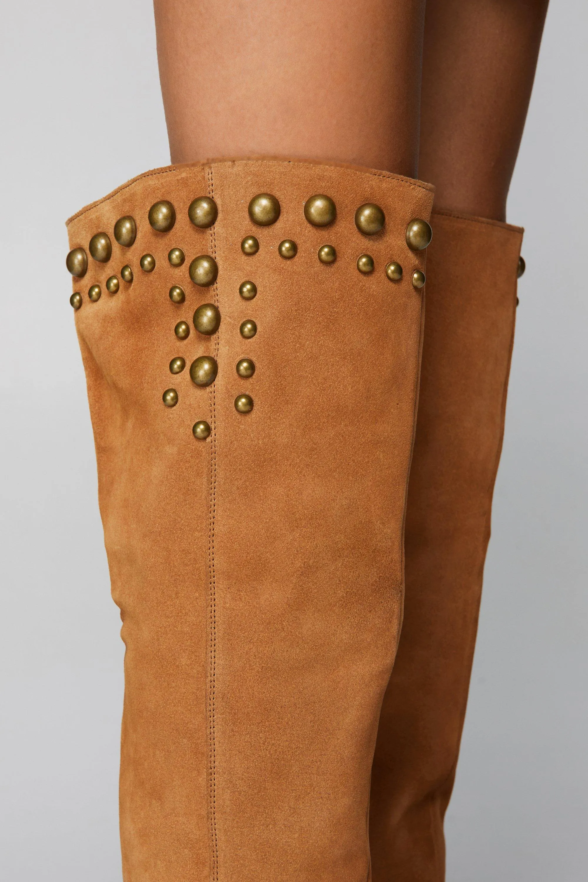 Boots | Real Suede Studded Over the Knee Boots | NastyGal