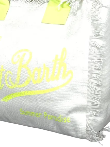 BORSA BIANCA IN CANVAS CON LOGO GIALLO