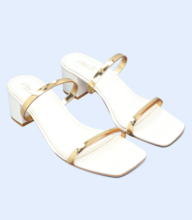 BW9380-WHITE-Women Slipper Heel