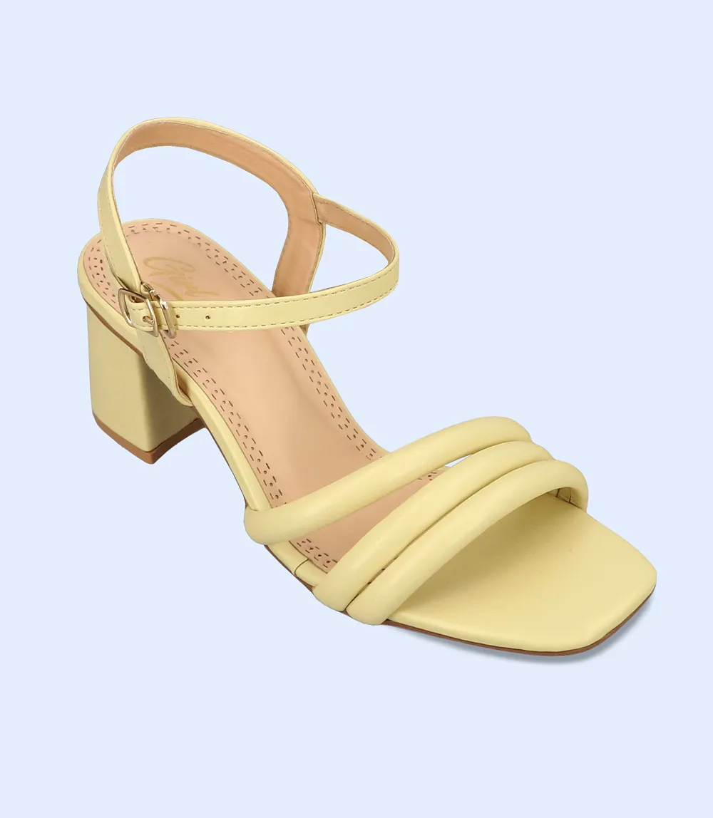 BW9384-YELLOW-Women Slipper Heel