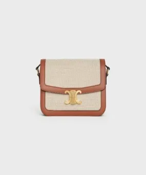 Celine Medium Triomphe Bag In Textile And Natural Calfskin