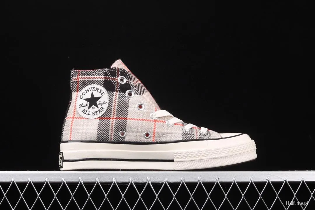 Converse 70s Plaid Scottish plaid fresh vintage casual board shoes 166495C