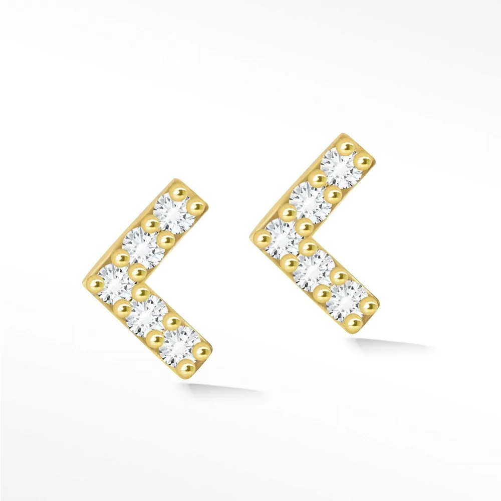 Corner 18k Diamond Flat Back Threadless Stud Earrings