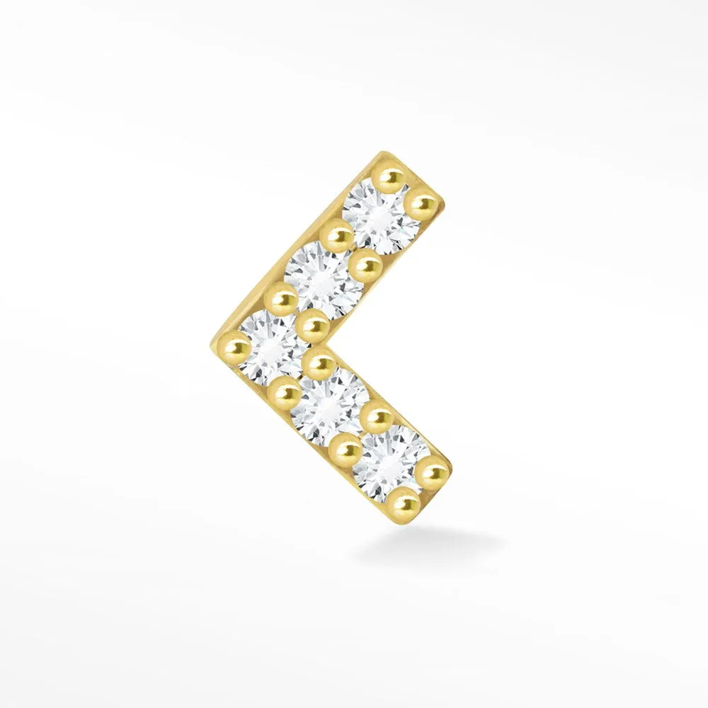 Corner 18k Diamond Flat Back Threadless Stud Earrings