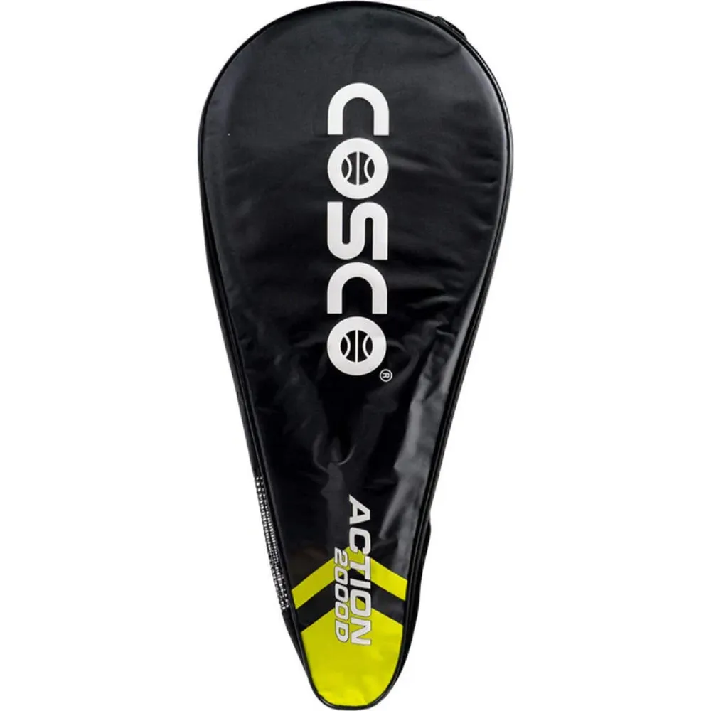 Cosco Action 2000D Strung Tennis Racquet (Black/Off White/Lime)