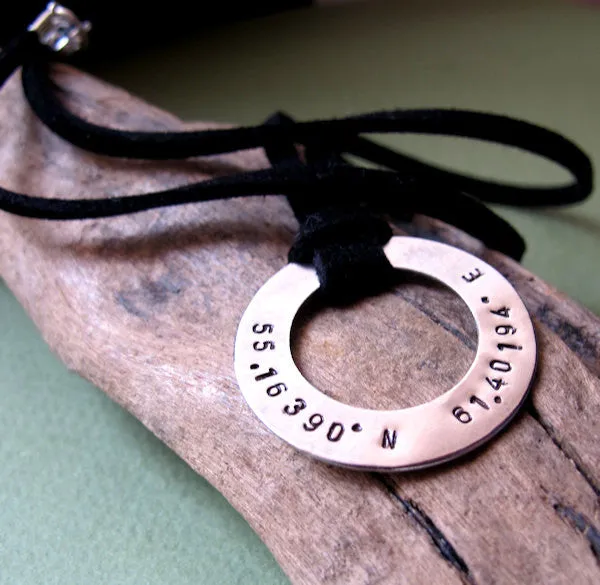 Custom Coordinates Longitude / Latitude Pendant Necklace