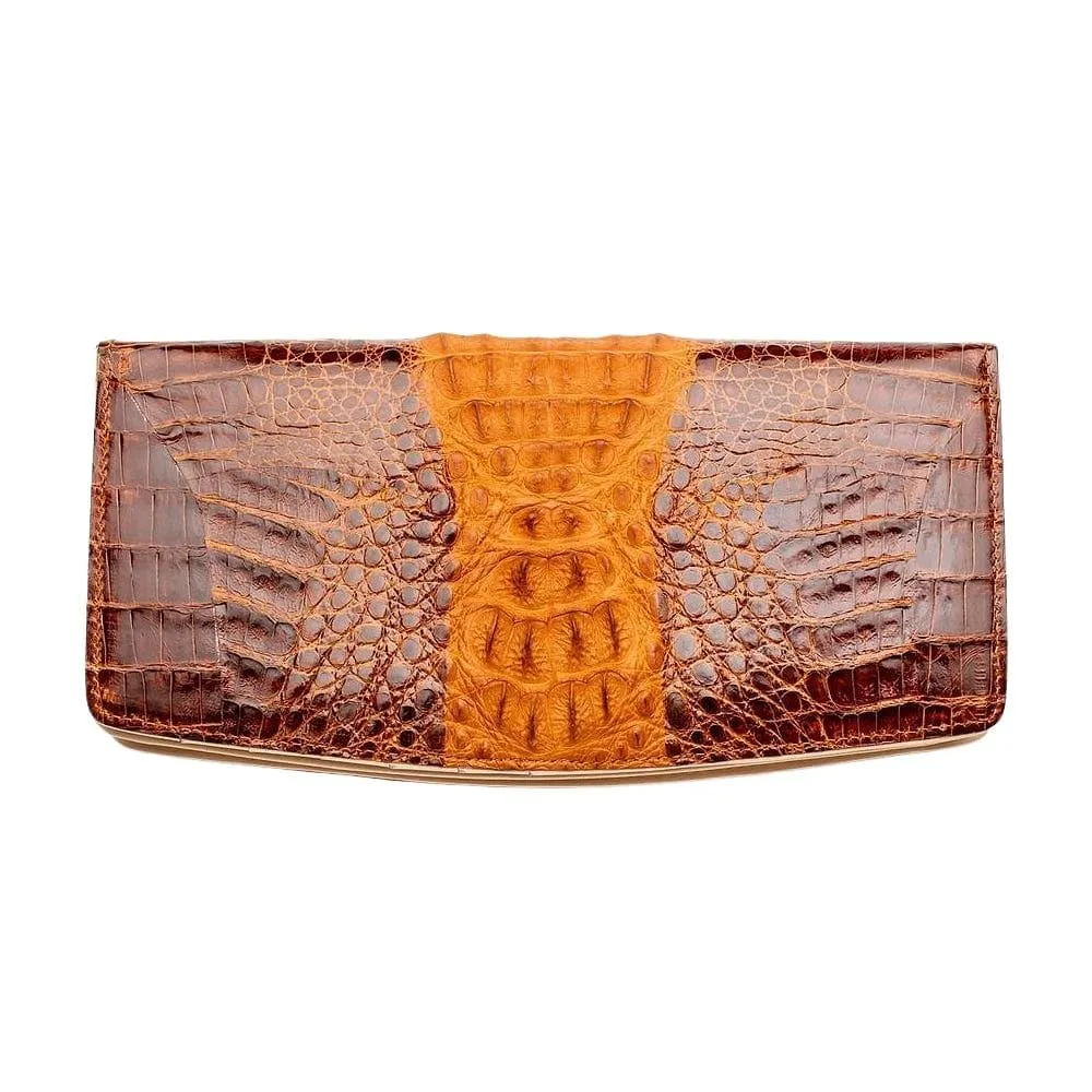 Dark Brown Twotone Crocodile Long Wallet