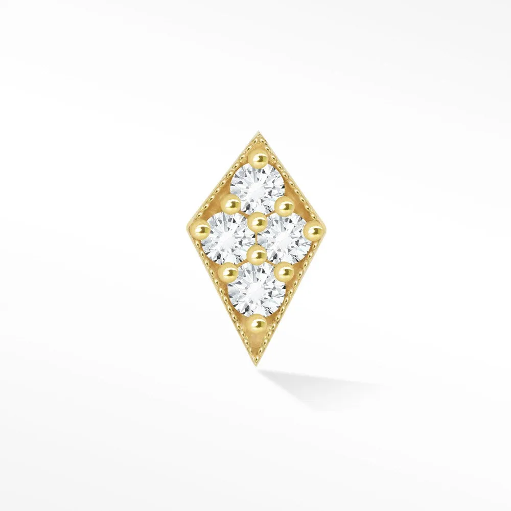 Diamond Flat Back Earring Kite 14k Yellow