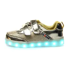 DoGeek Kids Bling Bling Net Light Up Shoes for Boys and Girls, Gold, Size 25-37 EU