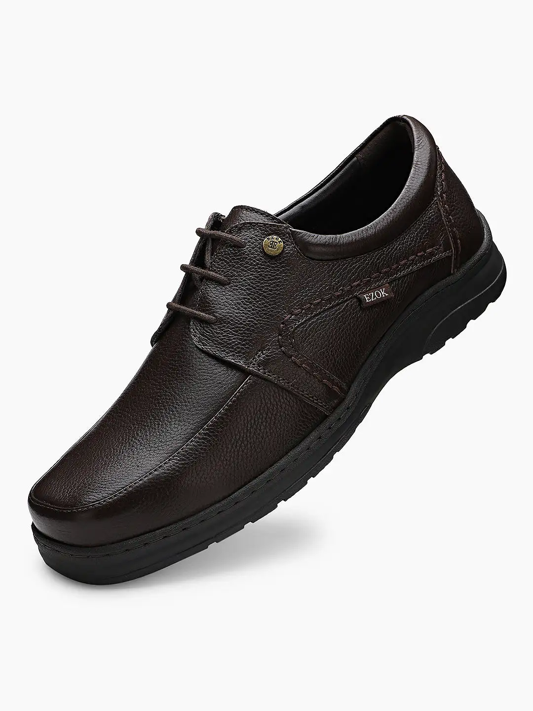 Ezok Men Hume 2174 Black Leather Casual Shoes