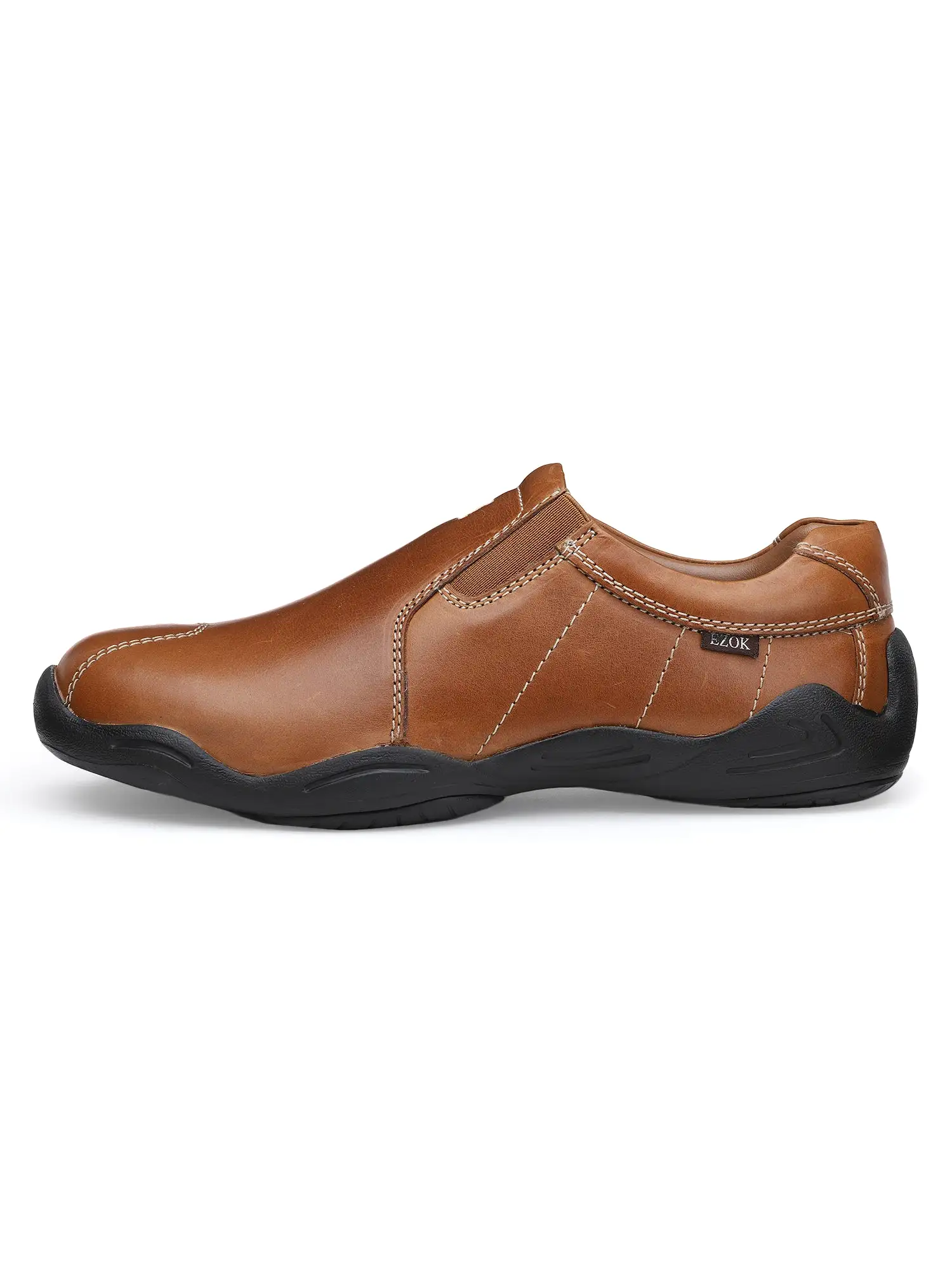 Ezok Men Tan Leather Casual Shoes