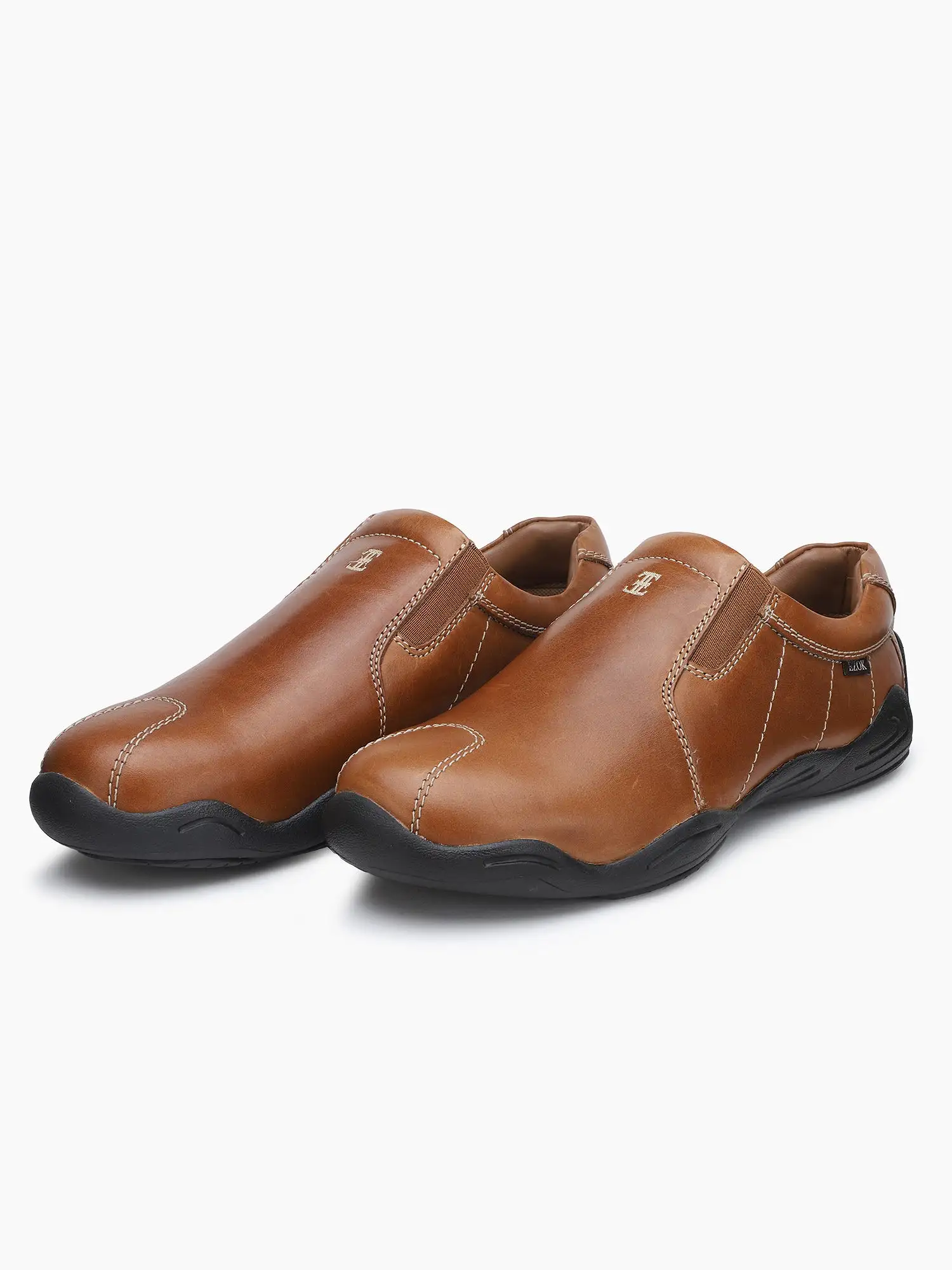 Ezok Men Tan Leather Casual Shoes